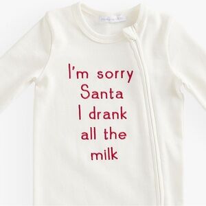 White Kids Pajamas with Red Text